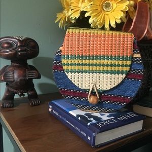 NEW HANDMADE IN CAMEROON Woven Raffia Tribal Sustainable Bamboo Crossbody Bag